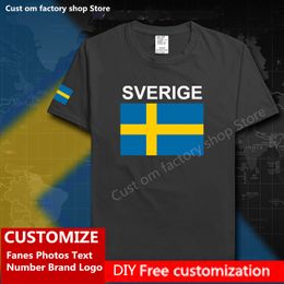 Suède Sverige hommes t-shirt drapeau de pays T maillot personnalisé Fans bricolage nom numéro marque coton T s 220616