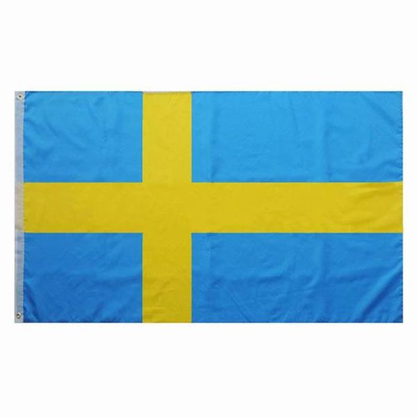 Drapeau suédois de haute qualité 3x5 FT bannière nationale 90x150 cm cadeau de fête de festival 100D polyester drapeaux et bannières imprimés intérieurs et extérieurs
