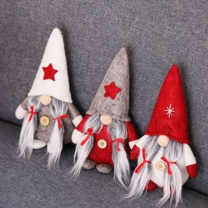 Zweedse Santa Nisse Noordse elf Figurine Long Beard Standing Pluche Gnome Doll Christmas Home Holiday ornamenten1