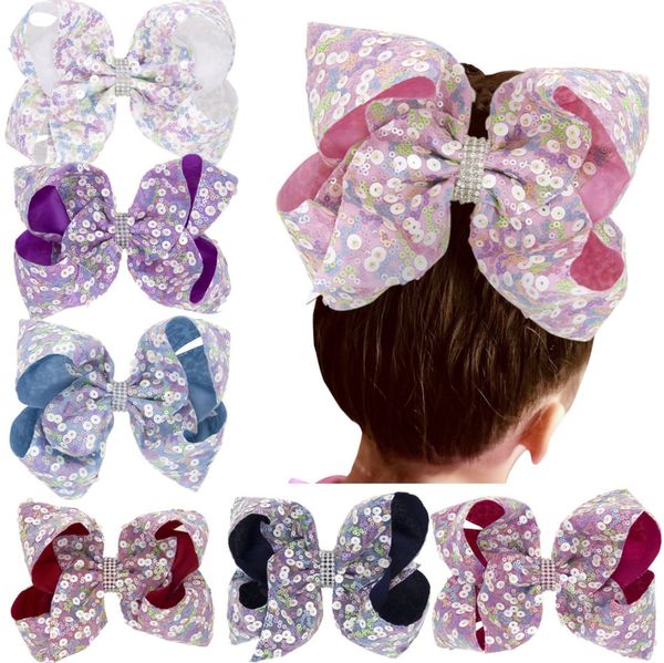 Sweet Baby Girls Bowknot Sequin Hair Accessories Europe Style Big Bow Beded Kids Barrette JoJo Siwa Coiffes Coiffes Children Hair Bows C5294