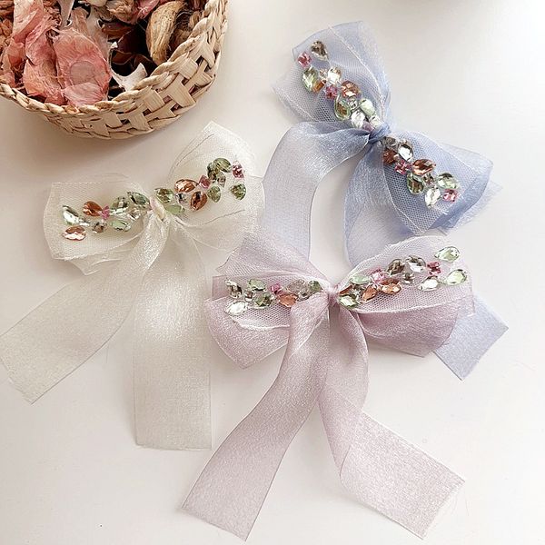 Sweet Baby Girls Sequin Bowknot Hair Accessories Spring Summer Princess Style rétro Retro Colorful Barrettes Multi-couche Bow Top Clim Kids Headwear Y012