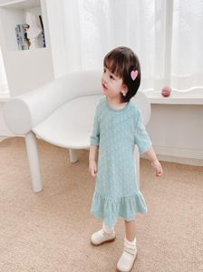 Zoete babymeisjes fluwelen jurk herfst kinderen schattige korte mouwen kinderen bedrukte jurken tops4009152