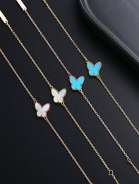 Sweet Butterfly Designer Charmables For Women Girls Cute Lovely 18K Gold Luxury Brand White Shell Link Chain Bracelet Party W547255