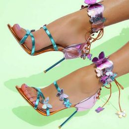 Sandales de gladiateur papillon doux pour femmes, escarpins d'été, chaussures de célébrité élégantes, escarpins pour dames