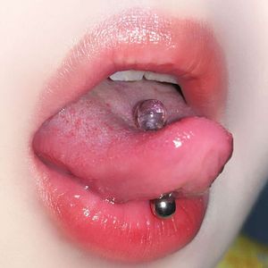 Sweet Cool Pittig Meisje Zirkoon Tong Nagel Ronde Bal Menselijk Lichaam Piercing Sieraden Kleurrijk Uniek Titanium Staal Drinkbaar voor mannen en vrouwen