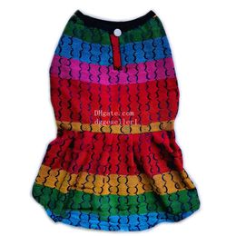 Robe douce pour chien, motif de lettres, vêtements de styliste pour chiens, vêtements de princesse mignons pour chat, jupe pour chiot, vêtements d'été doux pour petite fille, arc-en-ciel XXL A403