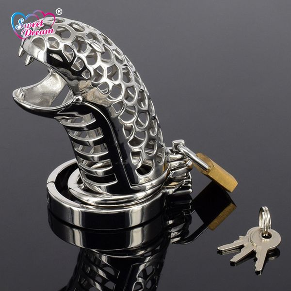 Sweet Dream Dragon 38/41/44/47/50 mm Anillo de pene de acero inoxidable Dispositivo de castidad Cock Cage Adultos Bondage Juguetes sexuales para hombres LF-108 Y1892804