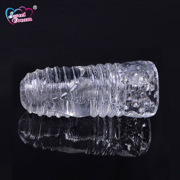 Dulce sueño Hombres Masturbador Cristal Transparente Bolsillo Coño Silicona transparente Vagina realista para hombre Productos sexuales masculinos BLM-035 S919