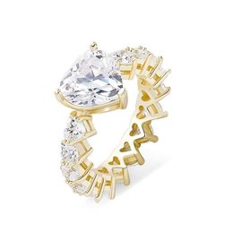 Doce moda feminina anéis amarelo banhado a ouro bling cz coração anéis bom presente para namorada agradável gift231o