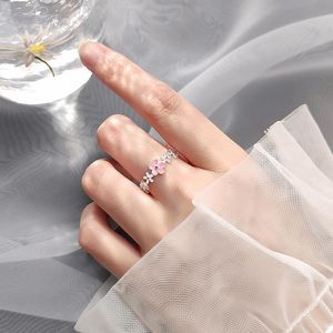 Doux fleur ouverture anneau réglable pour les femmes tendance coréenne bijoux exquis brillant strass Zircon bague cadeau de fête