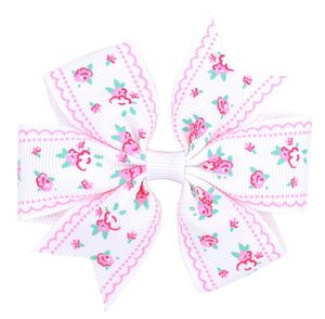 Sweet Flower Print Bowknot Clain Clips For Girls Fashion Bows Hairpins Barrettes Headwear Kids Hair Styling Accessoires