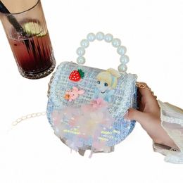 Sweet Fr Bolso pequeño para niños Fi Pearl Handle Baby Girls Menger Bags Lovely Princ Monedero Bolsos o7A8 #