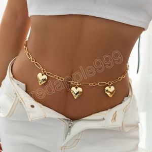 Sweet Geometric Heart Pendant Chain Chain Taist Belly Chain pour femmes Fashion Summer Beach Body Chain Bijoux