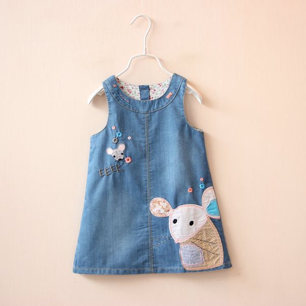 Doux filles denim gilet robe nouvelle souris mignonne bébé enfants filles enfant en bas âge Denim jean salopette sans manches robe enfants vêtements 2-6Y