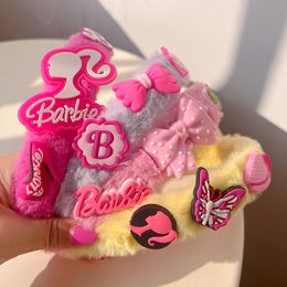 Sweet Girls peluche Barbie cheveux bâton enfants Bows papillon lettre appliques bandeaux enfants tout-assorti large princesse accessoires Z5318