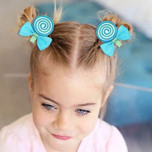 Sweet Hair Cows Clip pour filles Lollipop Hairpins Rainbow Candy Barrettes Headwear Childrens Coiffes Coiffes Accessoires