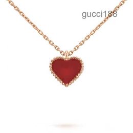 Collier pendentif coeur doux bijoux de créateur colliers d'amour trèfle à quatre feuilles en argent sterling or rose collier en forme de coeur rouge G N20X