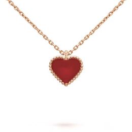 Collier pendentif coeur doux bijoux de créateur colliers d'amour trèfle à quatre feuilles en argent sterling or rose collier en forme de coeur rouge 270G