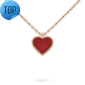 Collier pendentif coeur doux bijoux de créateur colliers d'amour trèfle à quatre feuilles en argent sterling or rose collier en forme de coeur rouge cadeau pour le mariage des femmes