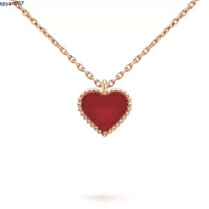 Collier pendentif coeur doux bijoux de créateur en argent sterling plaqué or rose trèfle à quatre feuilles rouge en forme de coeur créateur femmes