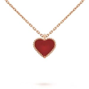 Zoete hart hanger ketting ontwerper sieraden liefde kettingen klavertje vier sterling zilver rosé goud rode hartvormige ketting 290s
