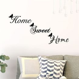 Sweet Home Citations Avec Papillon Motif Stickers Muraux Pour Salon Roon Chambre Décoration de La Maison Vinyle Mur Art Autocollants Décoratifs