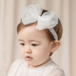 Diadema para bebé dulce, diadema de encaje con lazo blanco, diademas de princesa para niños, accesorio para el cabello