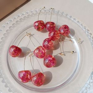 Bijoux sucrés boucles d'oreilles de cerise rouge Temperament Tempérament Fruit rose boucles d'oreilles enrôles pour les cadeaux de fête des femmes