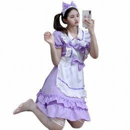 Dulce Lolita OP Maid Dr púrpura Soft Girl Mujeres Uniforme Princ Dres Kawaii Disfraz O8lm #