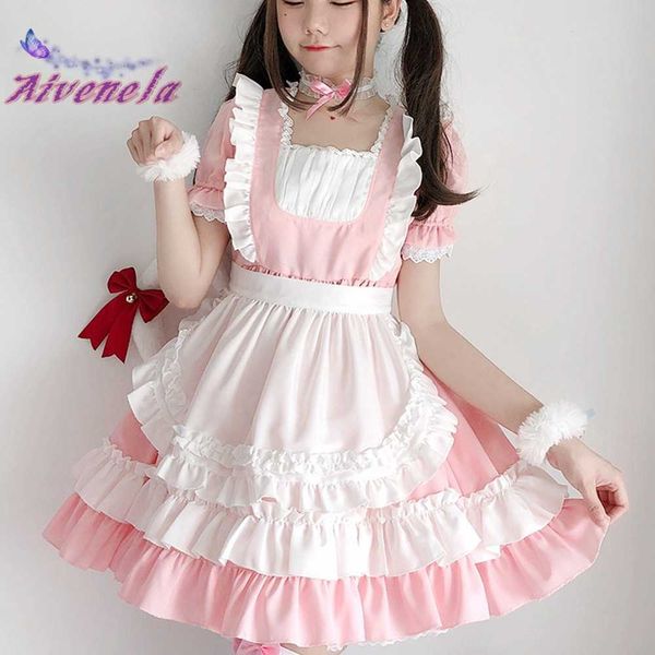 Dulce Lolita OP vestido de sirvienta rosa suave chica mujer uniforme princesa vestidos Kawaii cosplay disfraz AFC886 Y0913