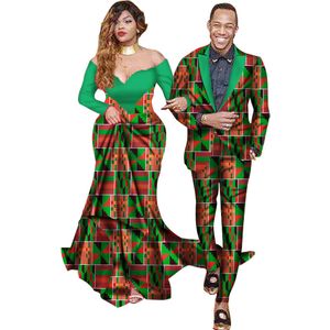 BintaRealWax Doux Amoureux Assortis Couples Vêtements Cadeau Saint Valentin Manches Longues Femmes Maxi Robes et Hommes Veste Costumes Plus La Taille WYQ40