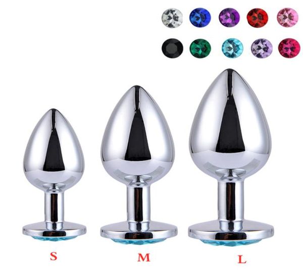 Sweet Magic 3pcsSet Tamaño SML Metal Crystal Anal Plug Acero inoxidable Booty Beads Jeweled Anal Butt Plug Juguetes sexuales Producto para M3224404