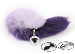 Sweet Magic Lovely Purple Fox Tail Anal Butt Plug Anale stop glad anus speelgoed met gradiënt volwassen game sex toys3452788