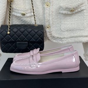 Mocassins rose doux pour femmes, chaussures de printemps à enfiler en cuir véritable, chaussures à bout rond pour fête de mariage et mariée