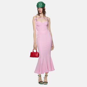 Doux rose femmes dame queue de poisson longue robe de pansement chaîne sexy super star mode style street wear SP0226