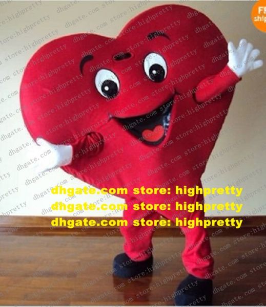 Sweet Red Heart Mascot Disfraz Mascotte Valentine's Day Adulto con ojos grandes caricaturas sonrientes Carácter No.1211 Envío gratis