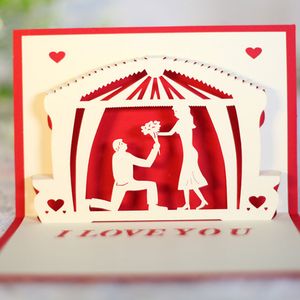 Zoete bruiloft uitnodiging 3D handgemaakte pop-up wenskaarten papier Valentijnsdag kaart feestelijke feestartikelen
