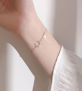 Sweet S925 Stamp Silver Chain Color Moon Star Charm Blacelet Dainty Micro Cubic Zirkoon hanger Bracelet For Women Gifts Sieraden S4955522