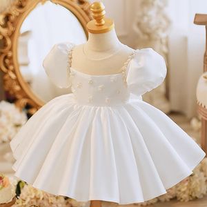 Robes de fille de fleur de bijou blanc doux robes d'anniversaire de fille jupe de fête de fille robe de tous les jours vêtements de fête pour enfants SZ 2-12 D322118