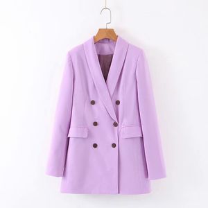 Femmes douces veste costumes de mode vêtements d'extérieur violet blazer à manches longues bureau dames arrivée automne 210510