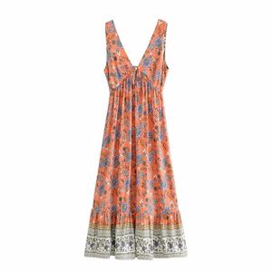 Doux femmes doux coton col en V robe été mode dames Vintage élégance femme à volants grande jupe 210515