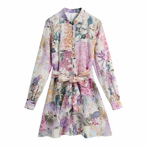 Femmes douces col carré robe à poitrine unique printemps-automne mode dames vintage femme imprimée 210515