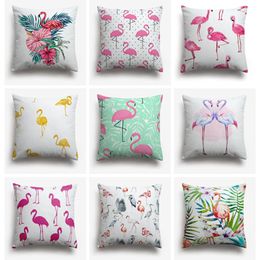 SweetenLife Exotic Pink Flamingo Cushion Cover Tropical Palm Leaf voor stoel Aquarel Floral Hawaii Style Pillow Bushows Cushion/Decoratief