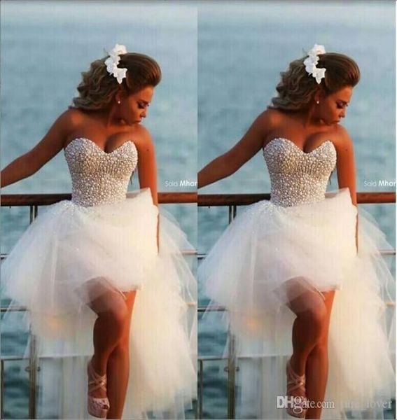 Chérie perles de cristal robes de mariée gonflée jupe en tulle mode perles complètes robes de soirée formelles robes de mariée de plage Vesti9737440