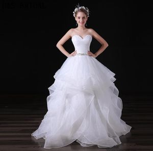 Sweetheart Diamonds Organza Robes de mariée charmantes à niveaux blancs pas cher sur mesure Real Image Bridal Robes A0296626847