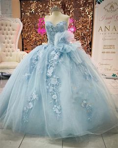 Sweetheart Gown Blauwe Bal Quinceanera Jurken voor Meisjes Applicaties Celebrity Partij Jassen Ruches Afstuderen Robe De Bal s