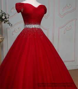 Sweety Sexy Sweetheart Crystal Red Ball Toga Formele Avondjurken Ruffles Tulle Lace Up Cocktail Prom Party Jurken E23