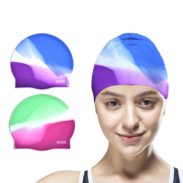 Capeur de nat 2 pack adulte confortable Silicone baignade nage à cheveux longs femmes durables non-glissade étanche avec plusieurs couleurs 240403