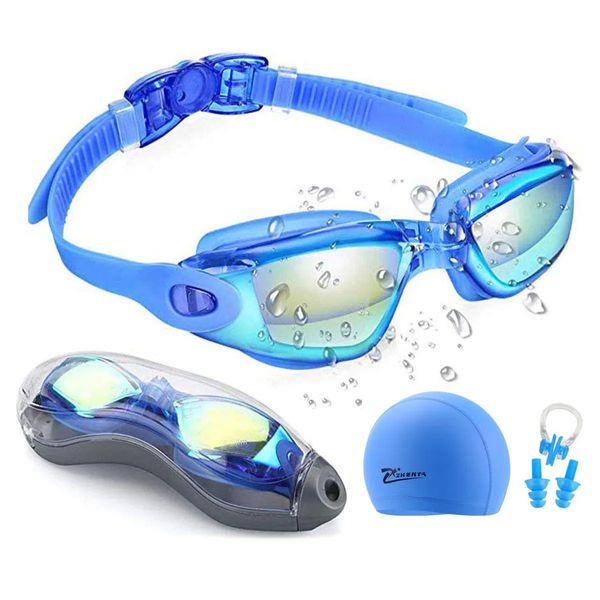 Lunettes de natation Anti-buée UV bonnets de bain professionnel Silicone lunettes de natation étui nez bouchon d'oreille pour enfants hommes femmes lunettes de plongée 240119
