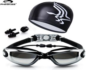 Lunettes de natation avec chapeau et bouchon d'oreille pince-nez costume lunettes de natation imperméables antibuée Sport professionnel lunettes de natation Suit1479959